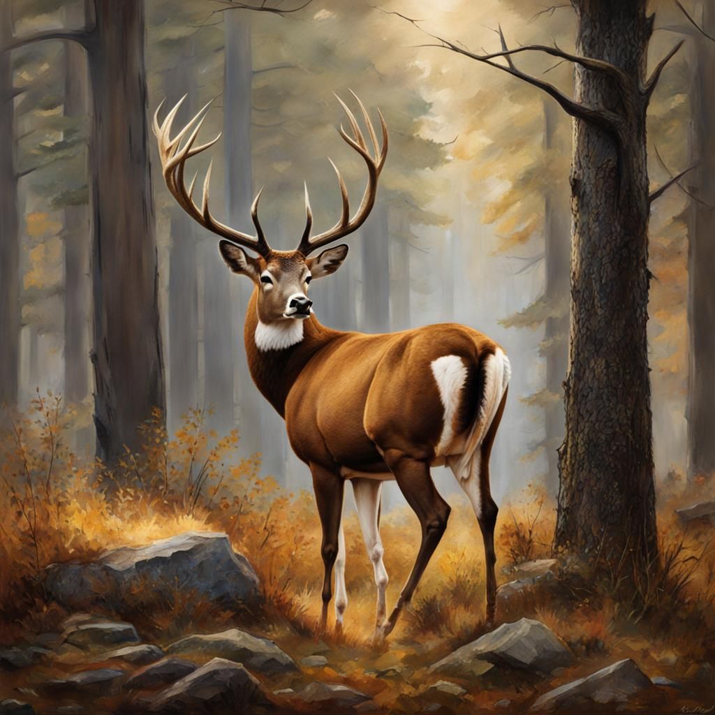 A handsome Buck in the forest