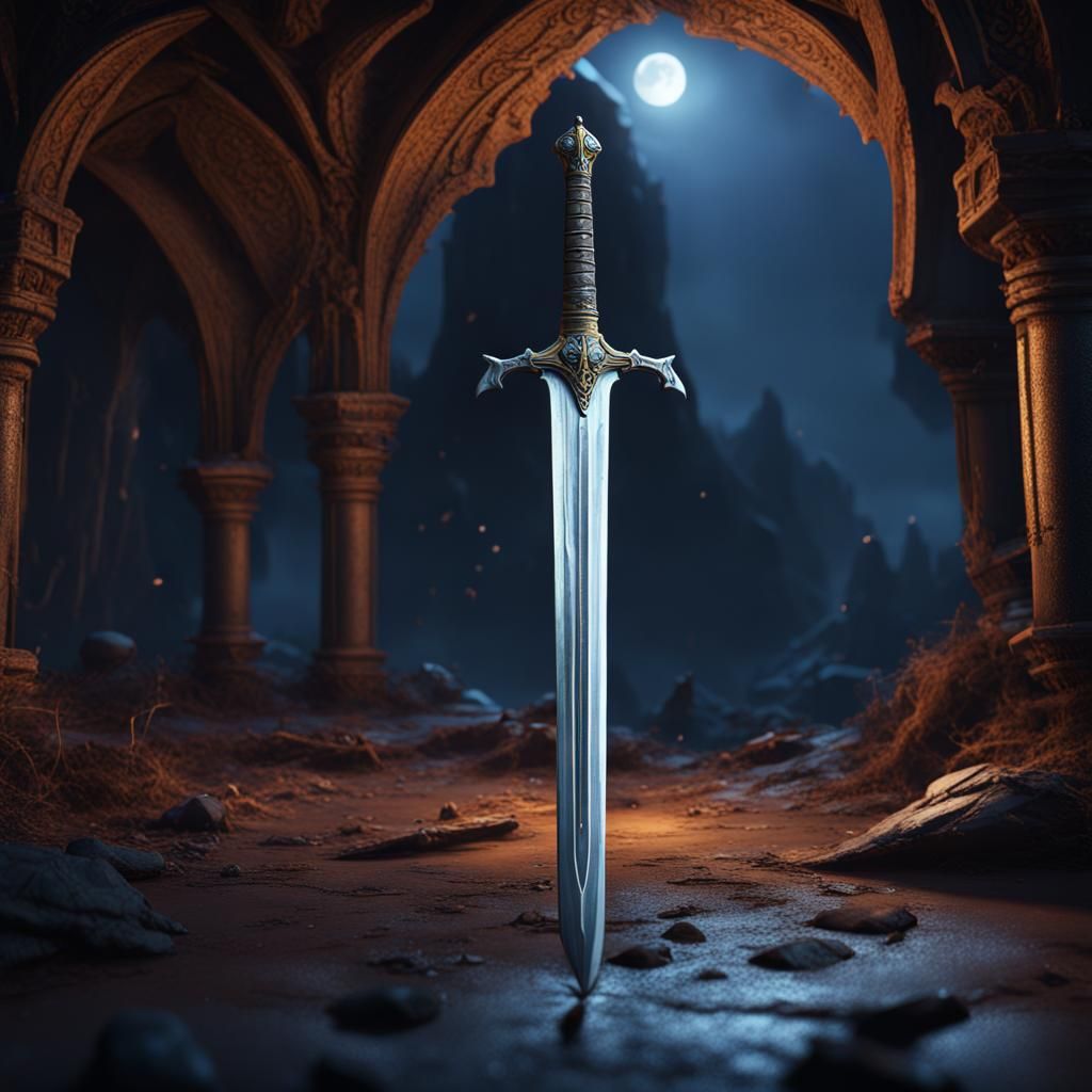 Moonlight Sword: Detailed Fantasy Concept Art