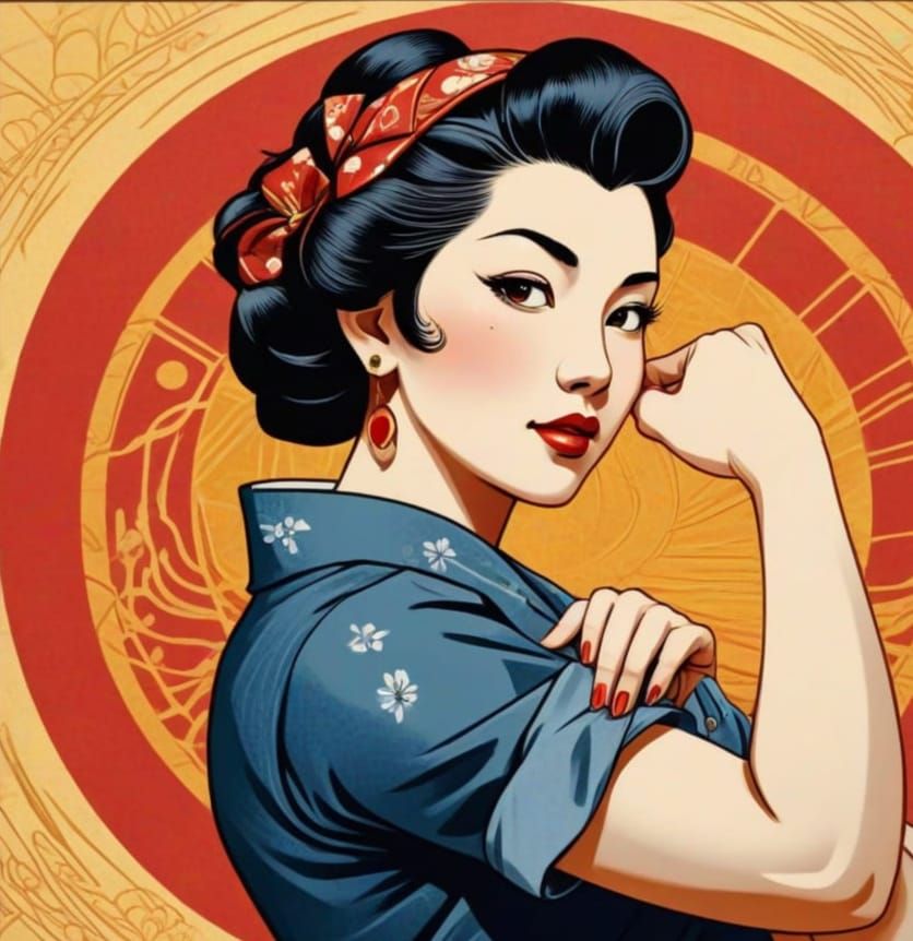 Rosie in Flat Woodblock Style