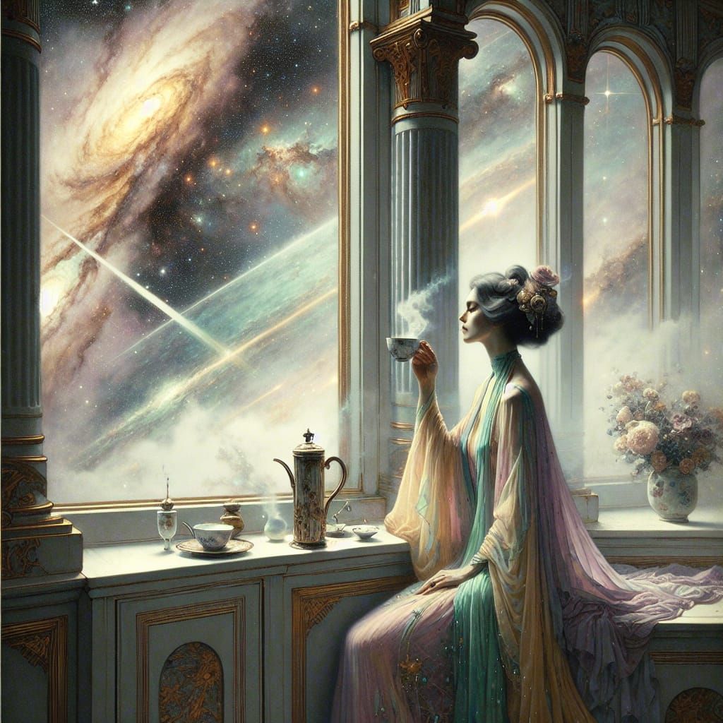 Intergalactic Contemplation: Woman at Window in Art Moderne ...