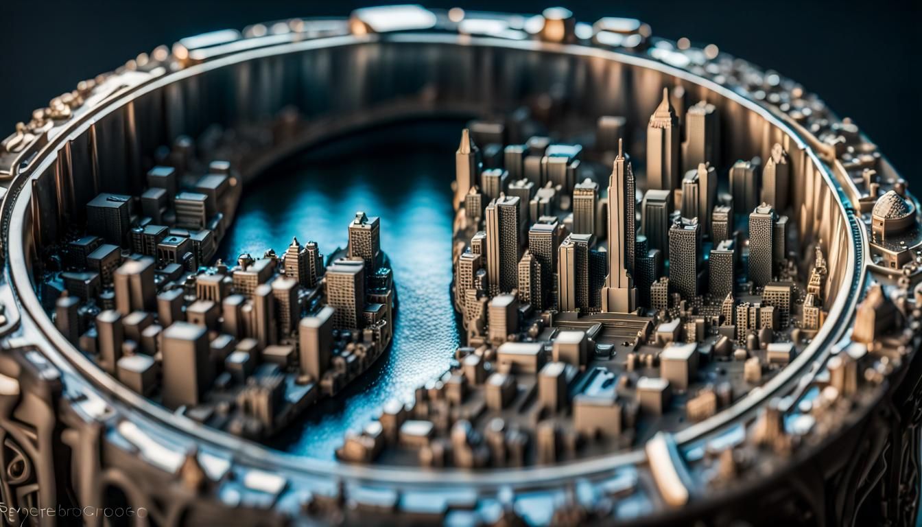 Detailed Resin Seattle City Ring Macro Shot