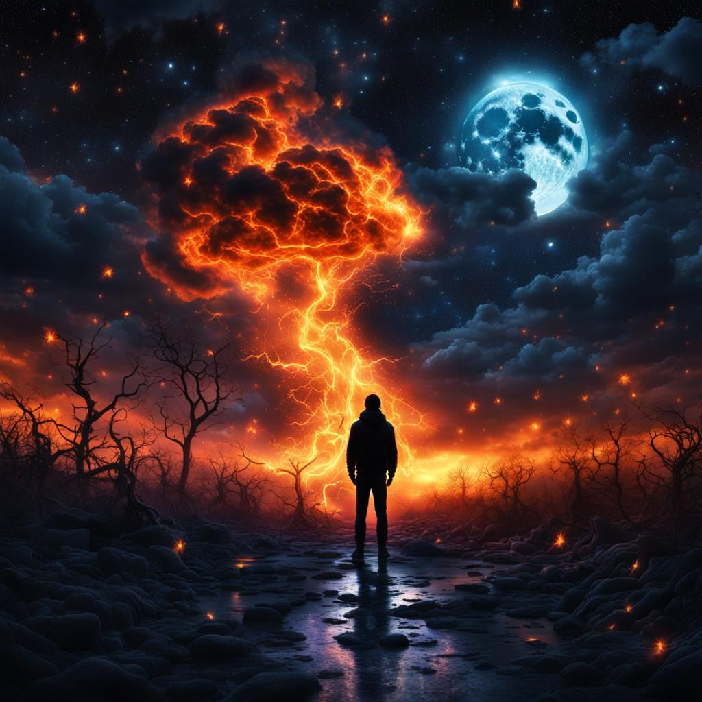 Surreal Mindscape: A Universe of Stars and Shadows