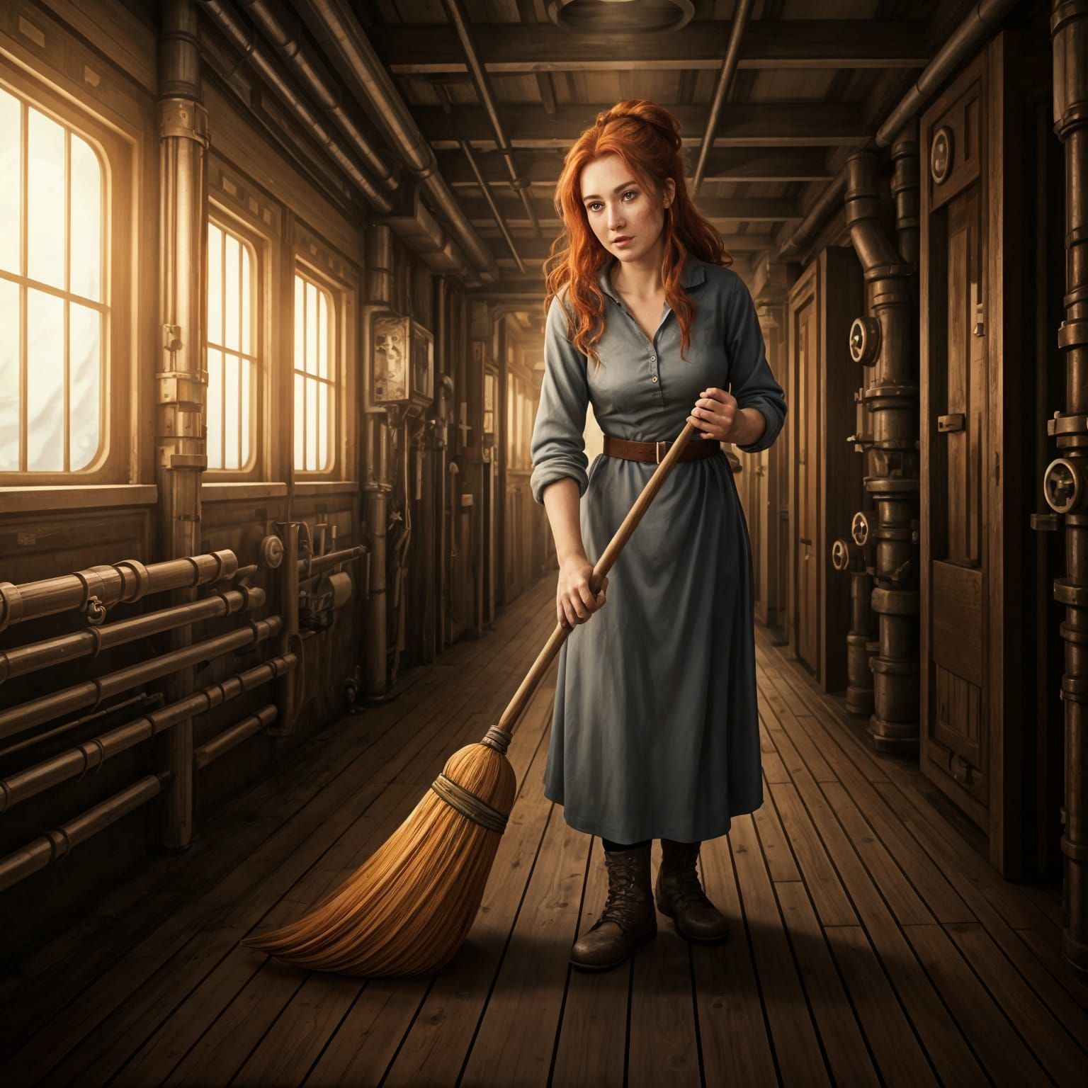 Middle-Aged Woman with Red Hair and Freckles