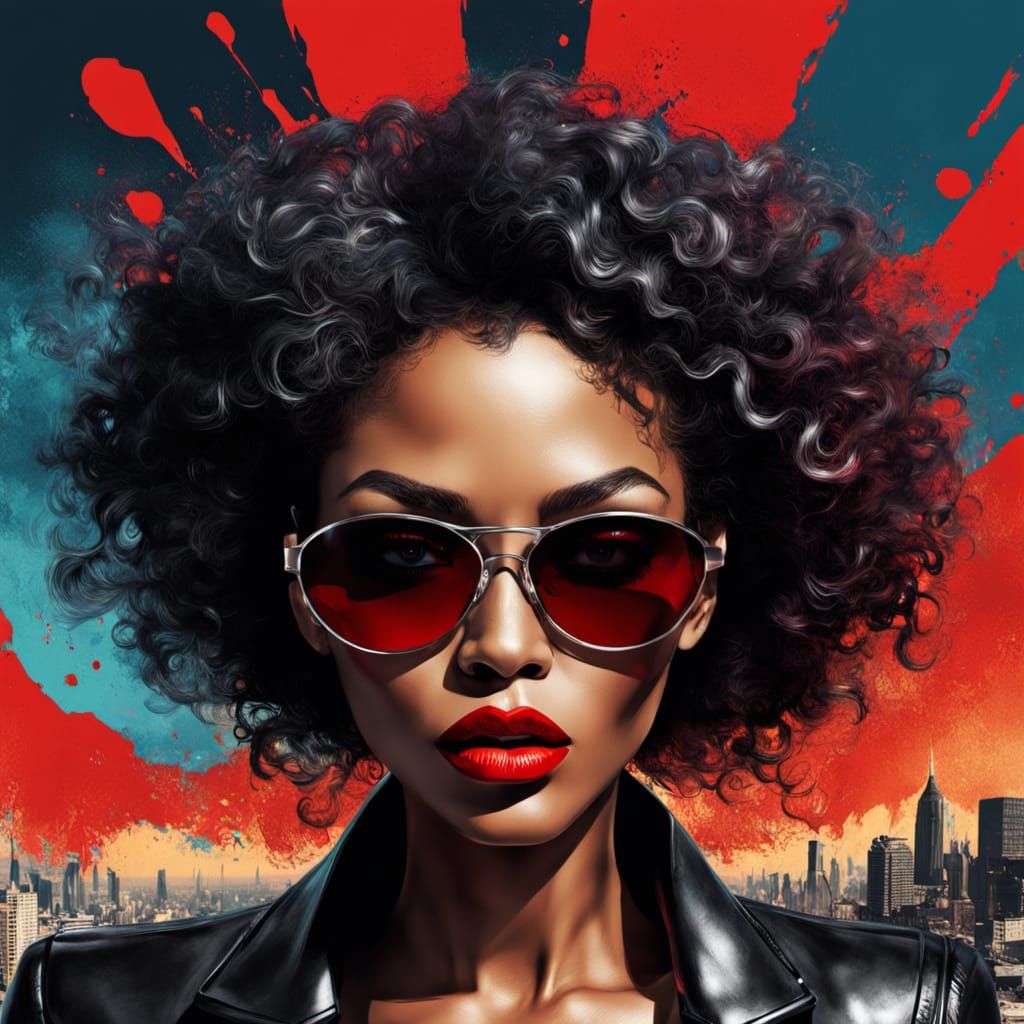 Afrofuturist Woman in Surreal Pop Art Style