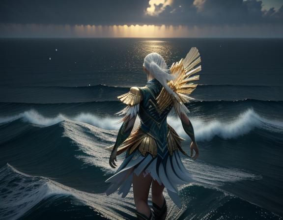 Female Amphipioid on Cliff Edge: 3D Game Cinematic