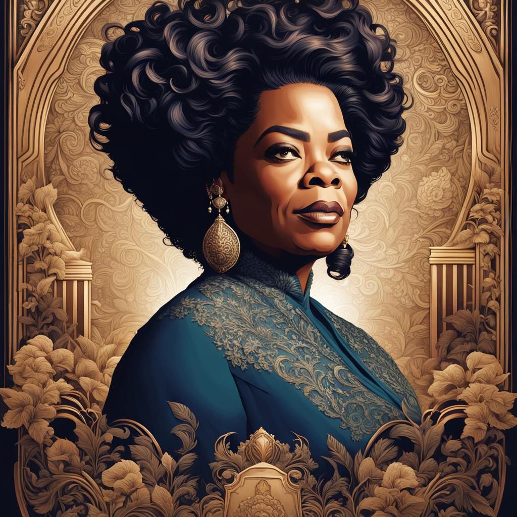 Oprah Winfrey Portrait in Nouveau Art Style