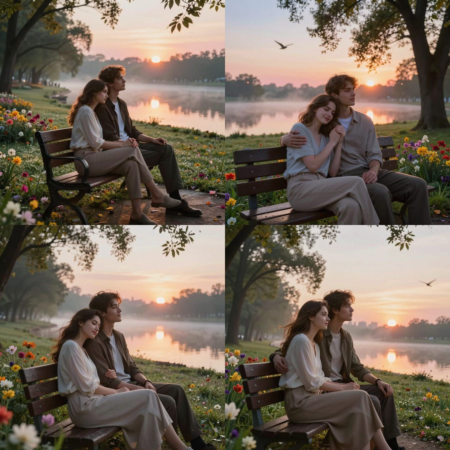 Couple Enjoying Sunrise in Peaceful Park