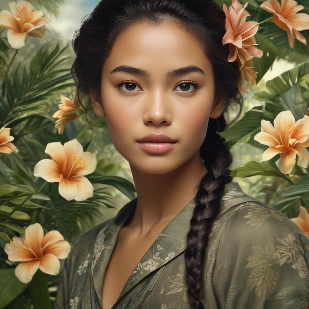 Elegant Close-Up Portrait of Beautiful Woman in Vintage Styl...