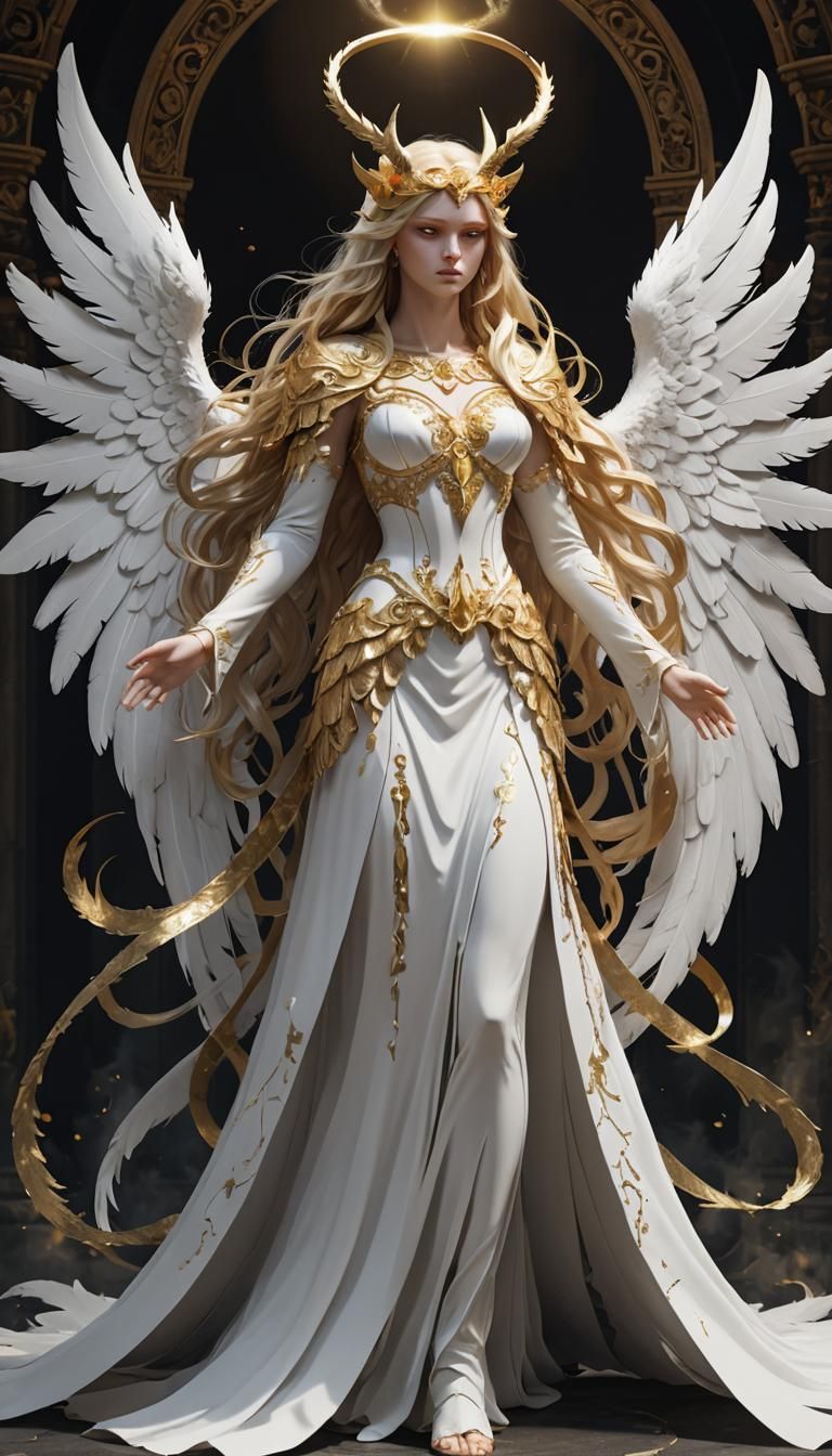 Half-Angel Half-Demon Figure in 3D Style