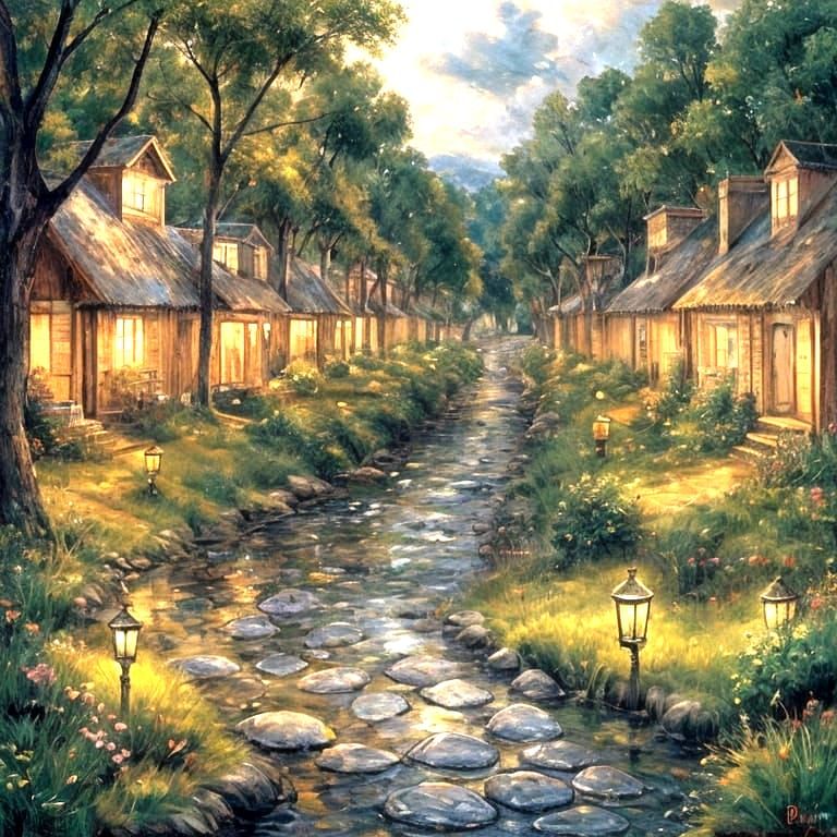 Vintage Wax Painting Landscape in Degas Style