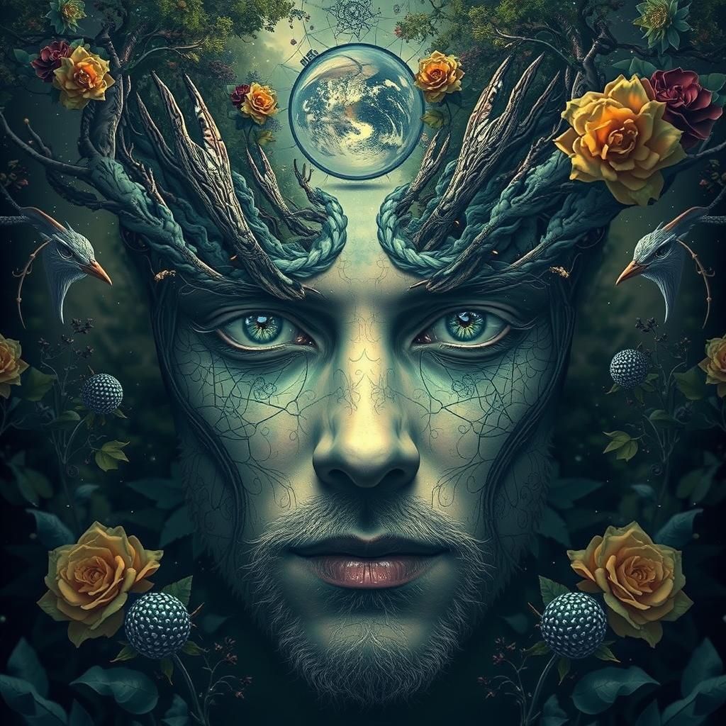 Surreal Fractal Portrait in Psychedelic Style