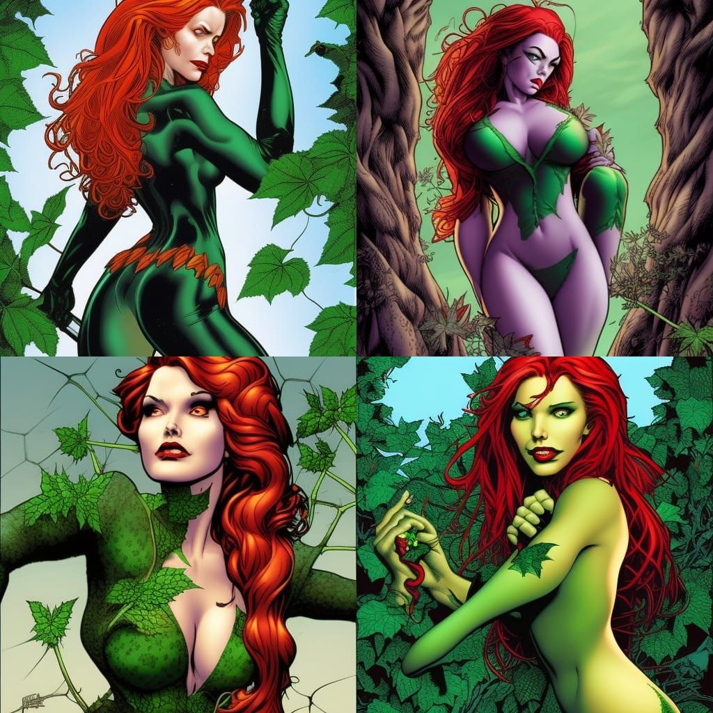 Giantess Poison Ivy in Comic Book Style