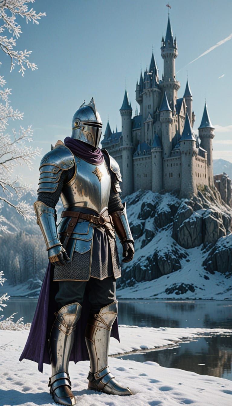 Medieval Fantasy Winter Kingdom in Oil on Canvas Style