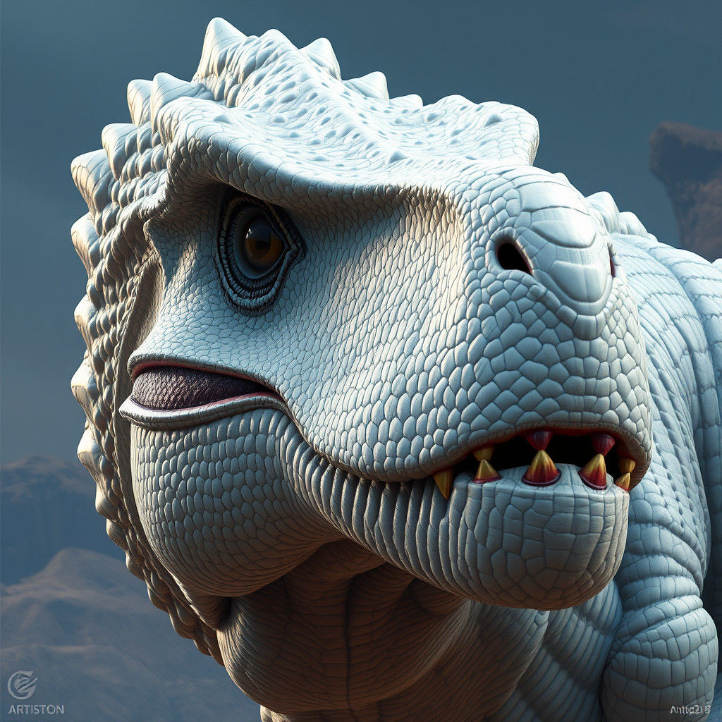 White Dinosaur: Detailed Matte Painting in Rich Colors