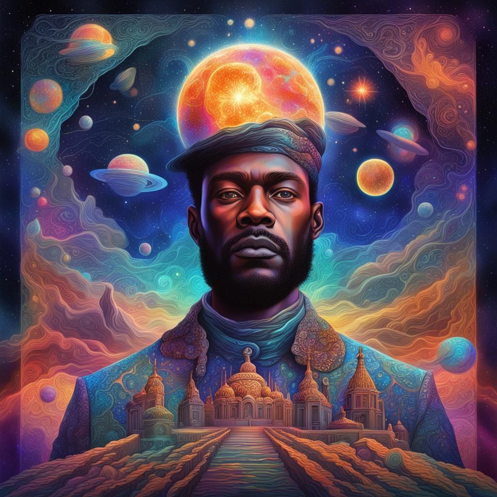 Cosmic Visions: Holographic Illustration in Astral Style