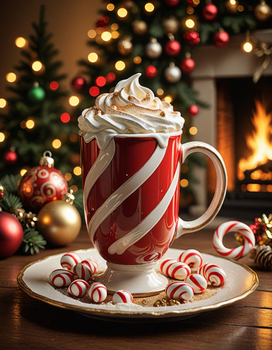 Hyperrealistic Holiday Moment with Eggnog and Whipped Cream
