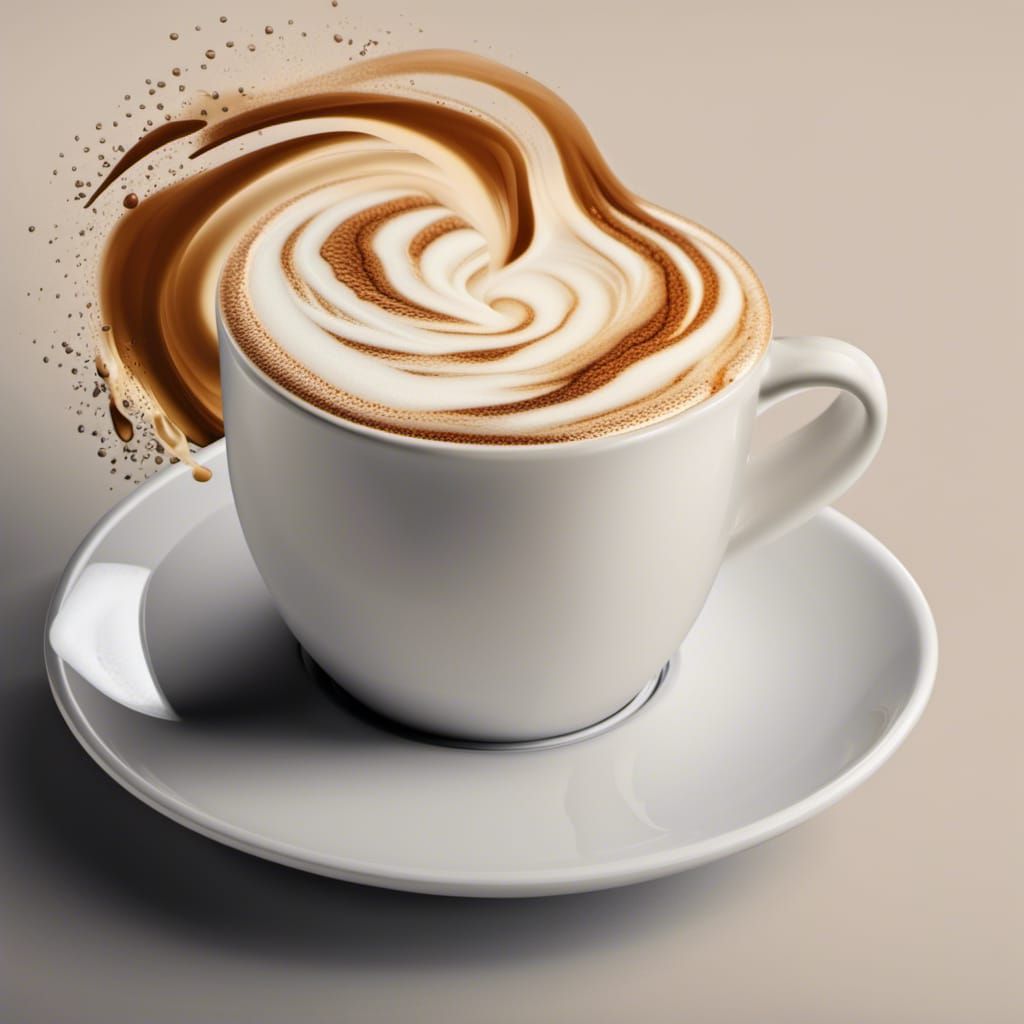 Latte Art Whirlwind in a Coffee Cup