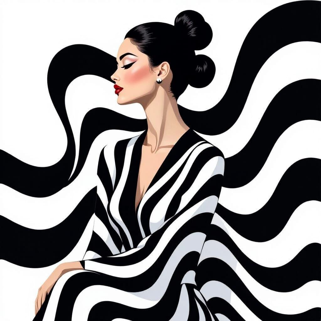 Elegant Woman in Minimalist Graphic Style