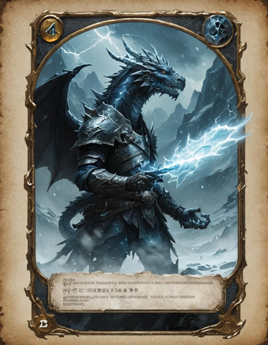 Dragonborn Ice Wizard Gaming Card Portrait