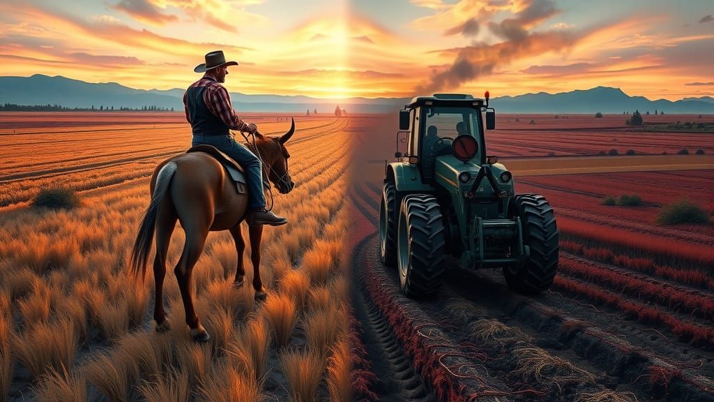 Old West vs New Age Farming: A Split Screen Comparison