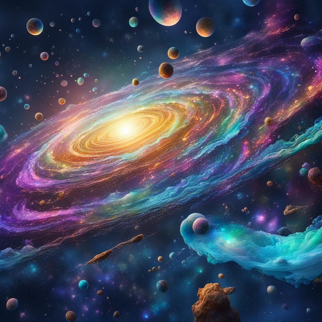Holographic Cosmic Galaxy Illustration in 8K Resolution