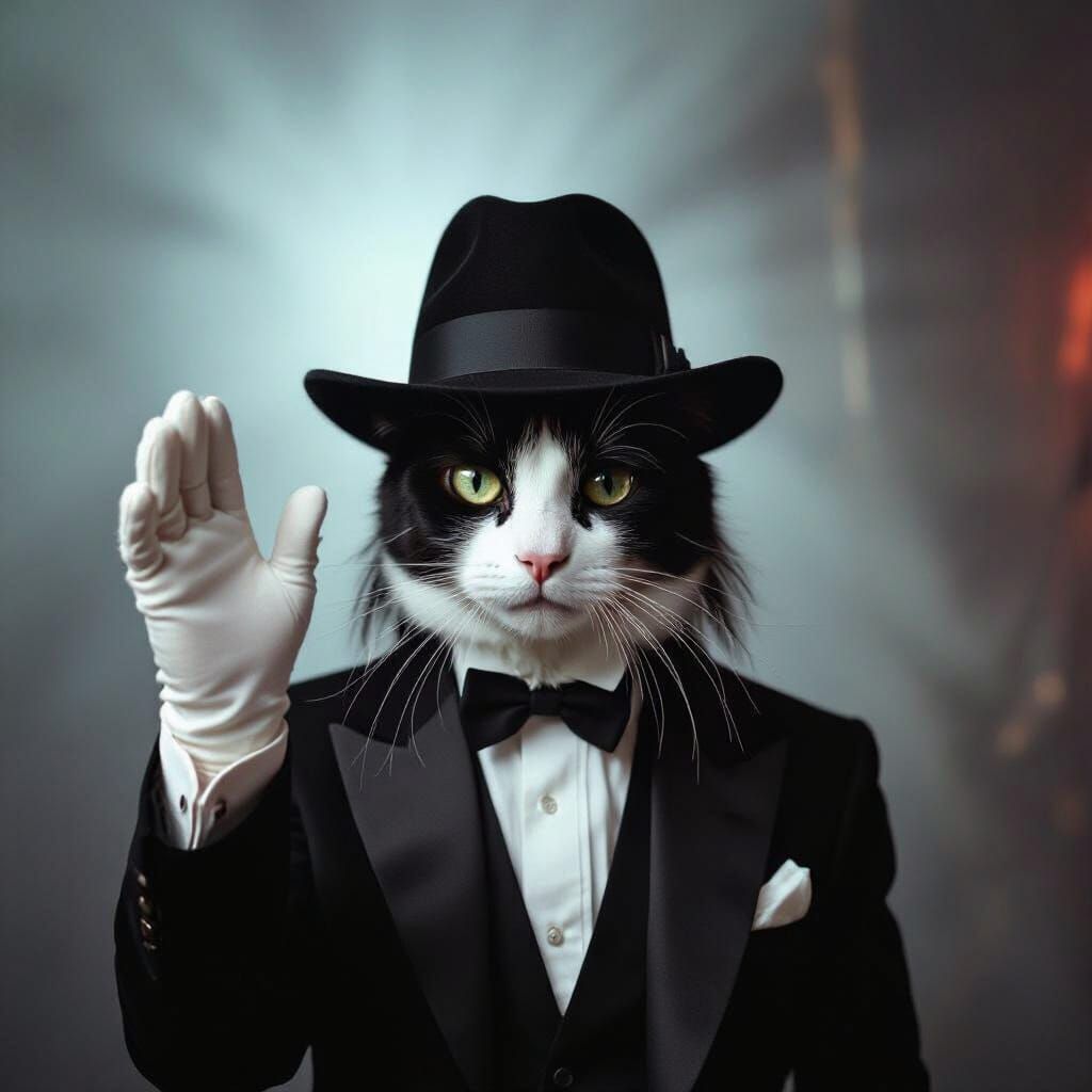 Cat Impersonating Michael Jackson in Cinematic Style