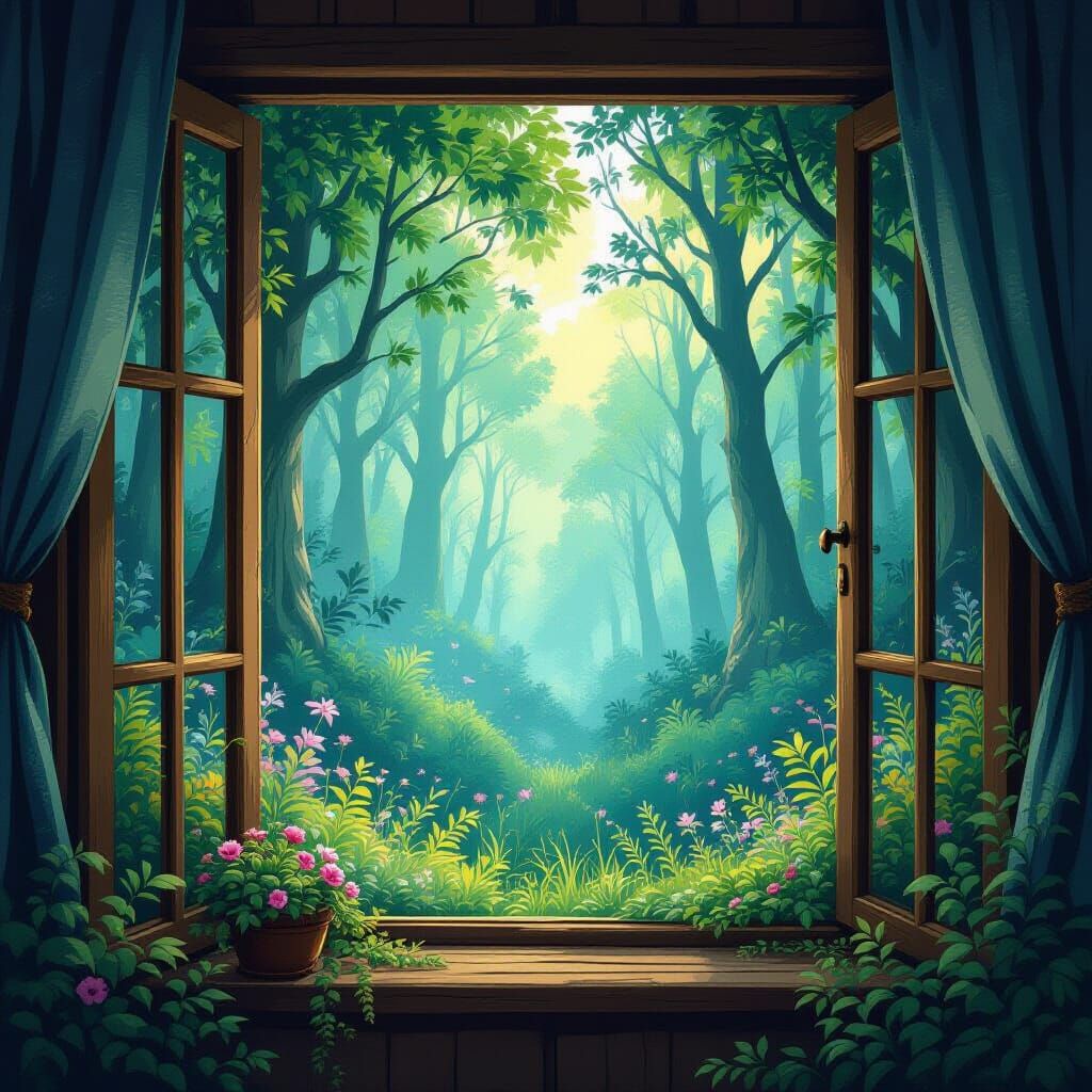 Magical Forest View From A Window