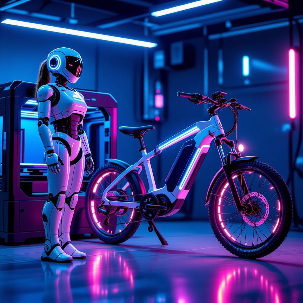Futuristic Robot Awaits 3D Printed Electric Bike
