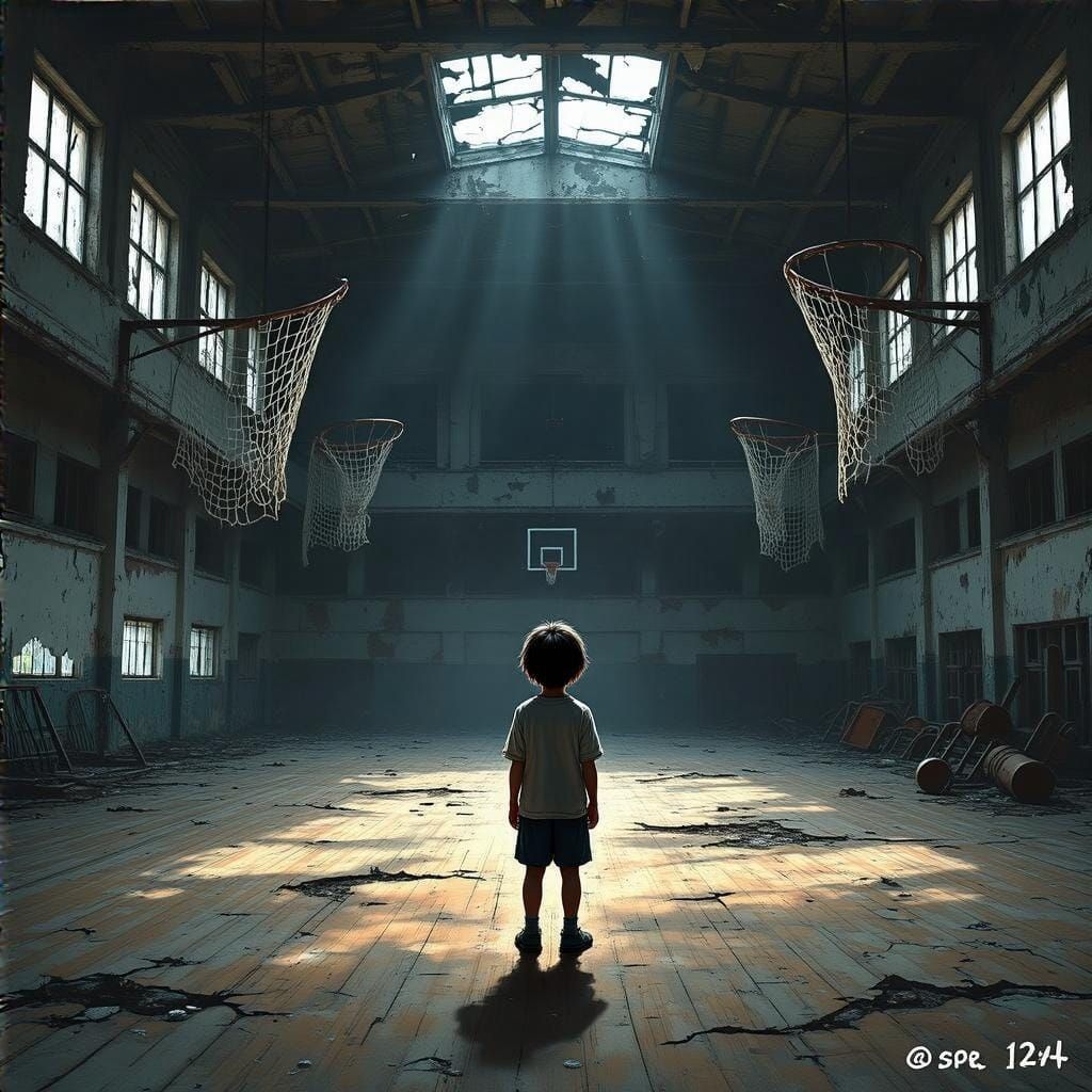 Abandoned Gym: Hyperrealistic Digital Painting of Solitary B...