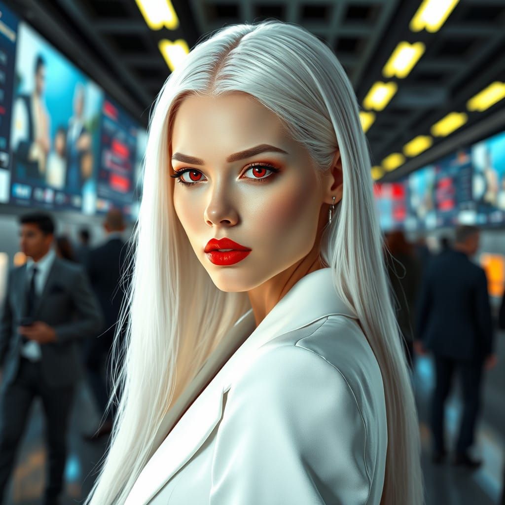 Futuristic Business Executive in Cyberpunk Style