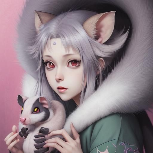 Adorable Possum in Anime Key Visual Style