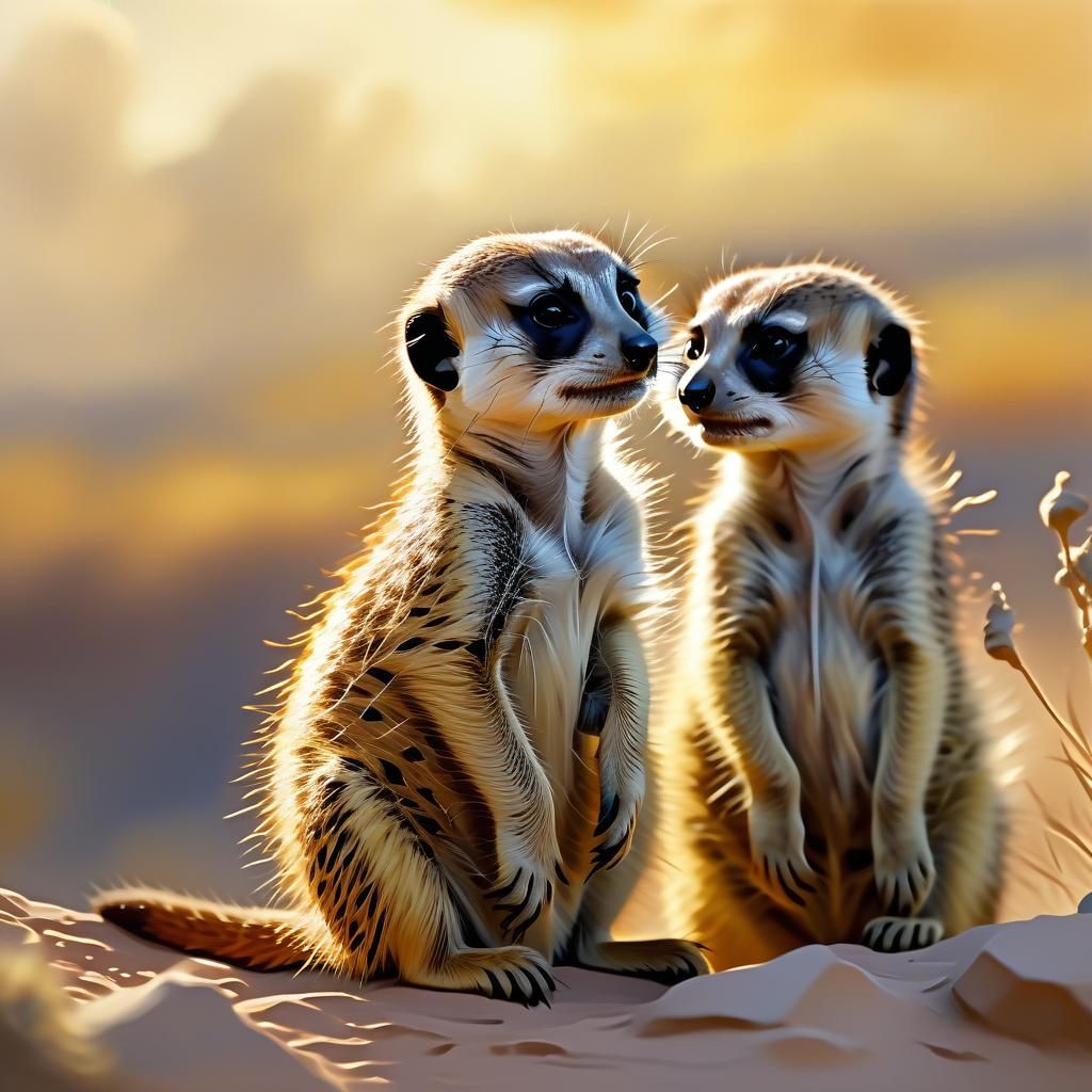 Meerkat Babes Play in Ethereal Sunshine