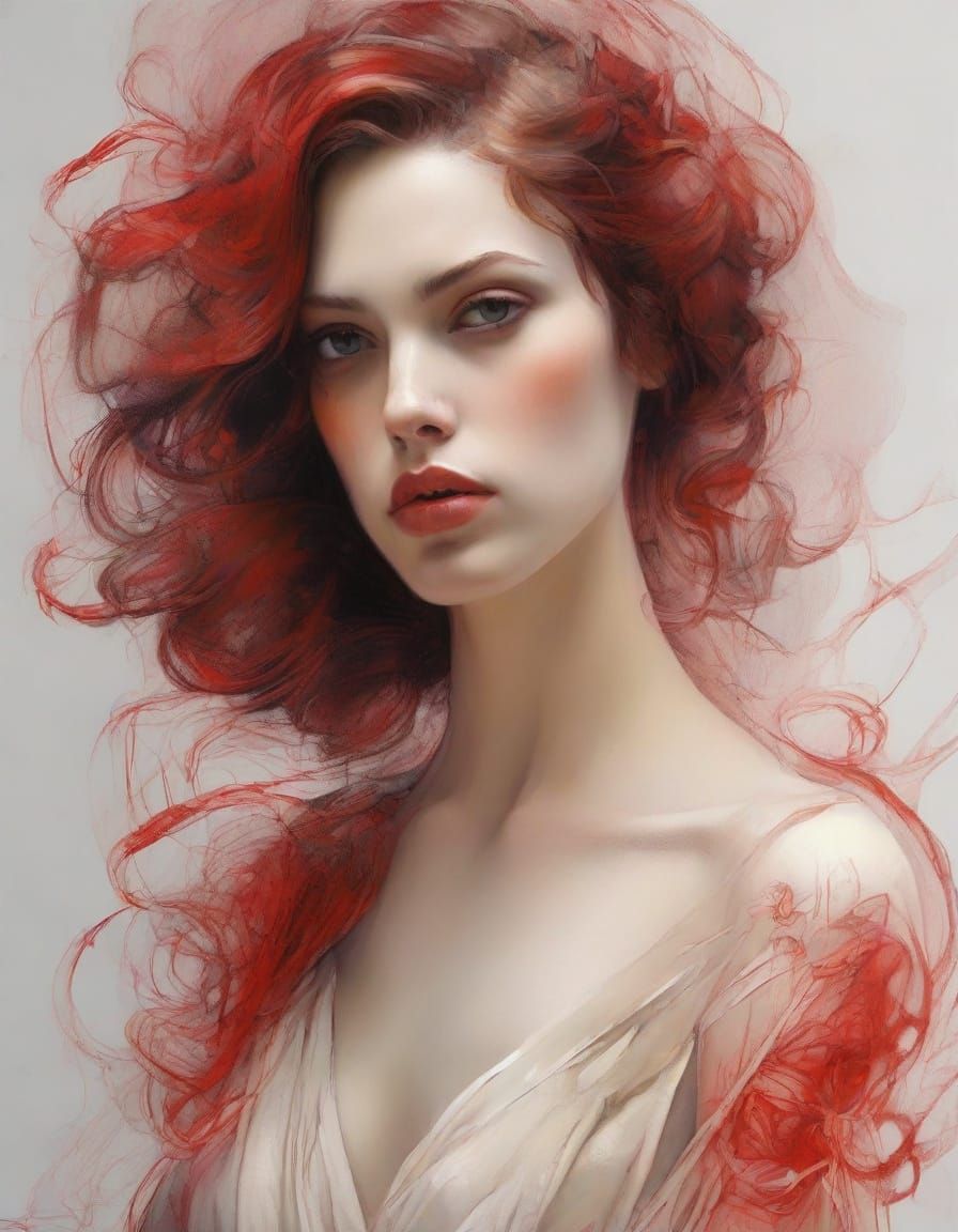 Sensual Digital Portrait in Bold, Graphic Style