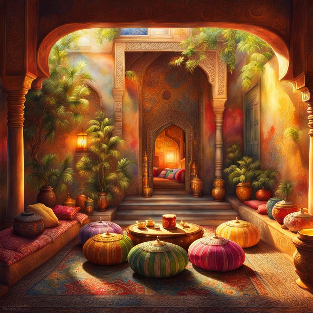 Vibrant Indian Nights: Watercolor Lanterns and Cushions