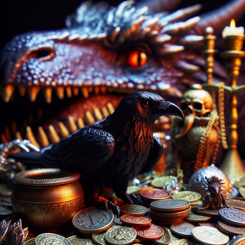 Crow and Dragon Treasure Trove Scene