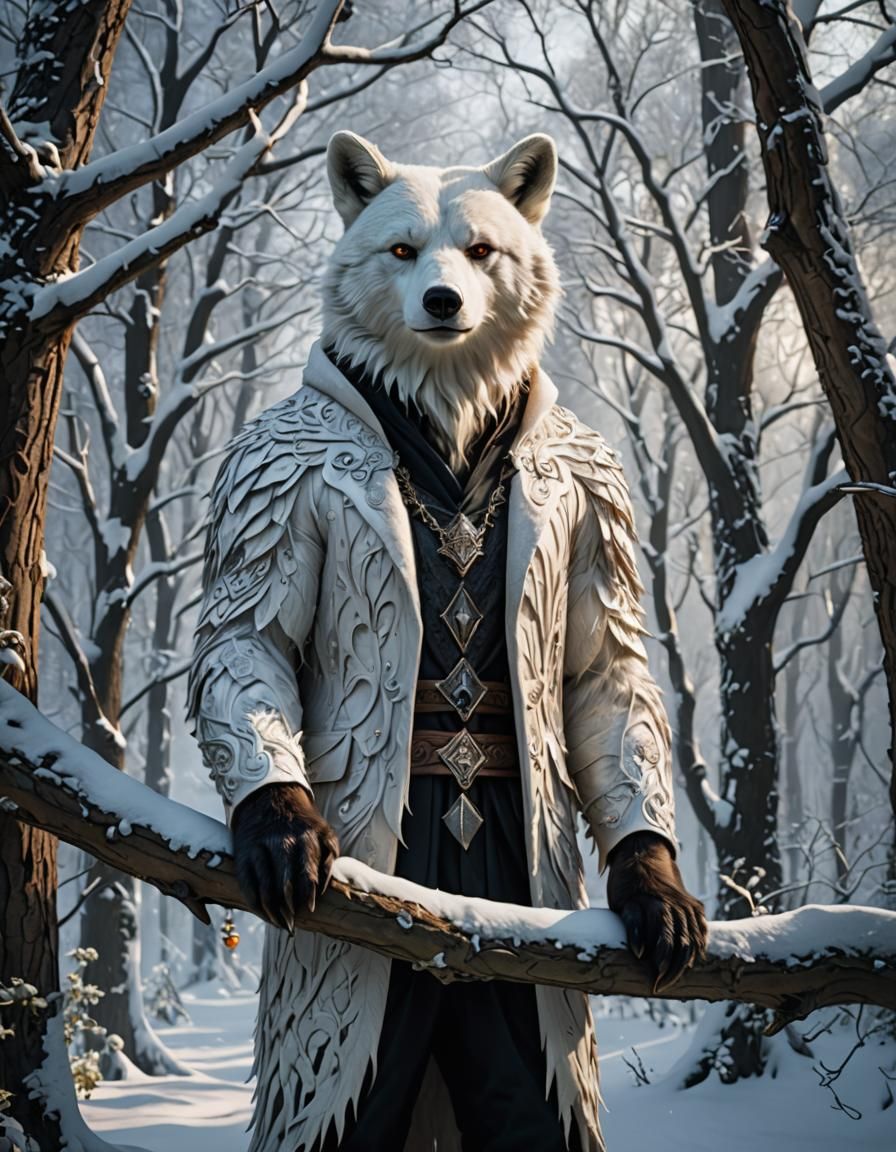 Enchanted Forest: Bear-Fox Creatures in Snow