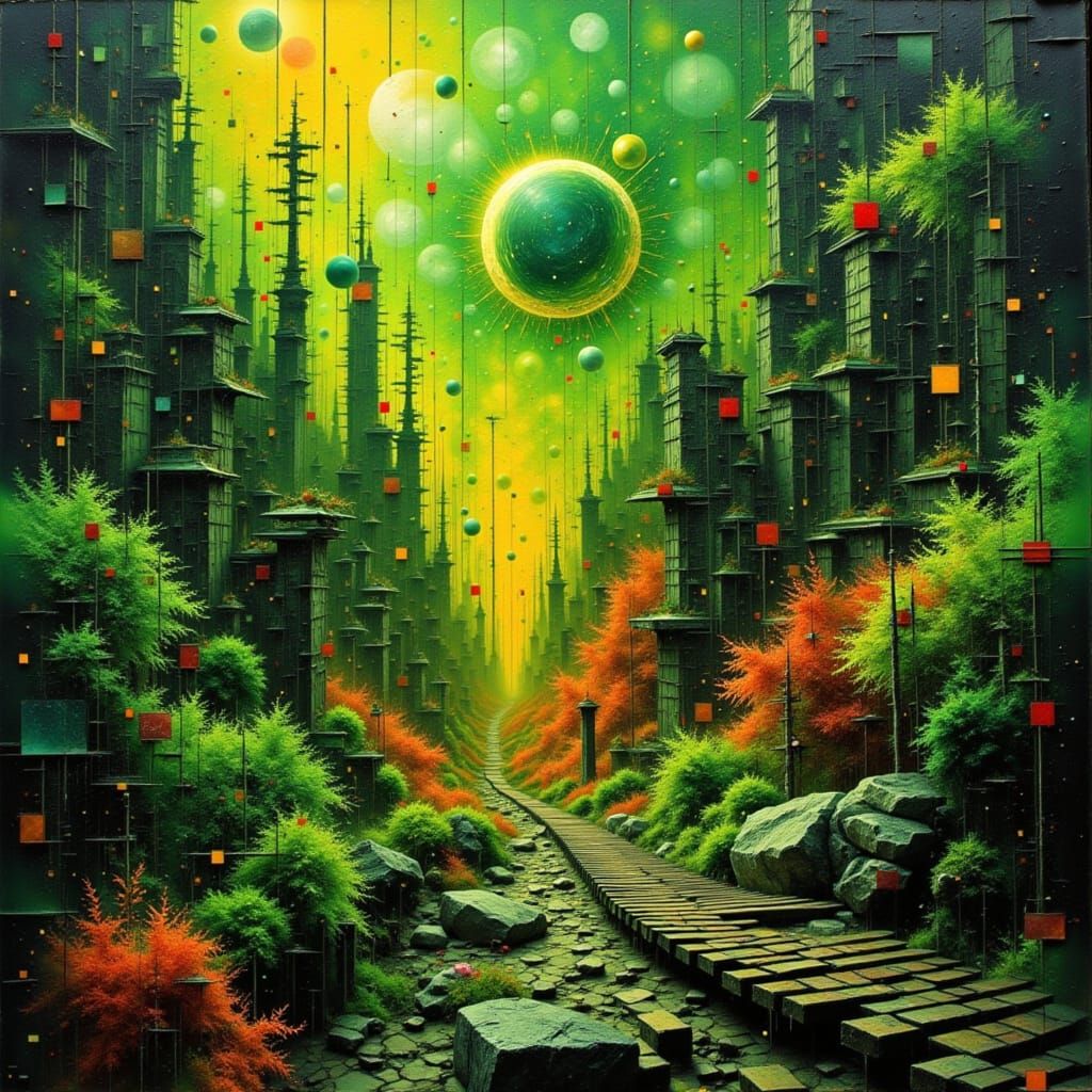 Cosmic Eternity: Glitch Art in Neon Hues