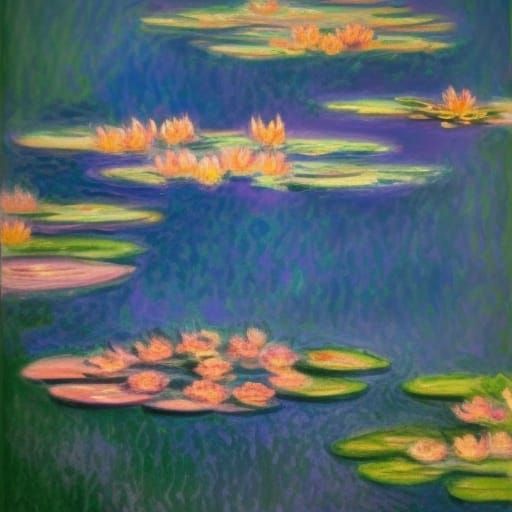 Waterlily Mandalas in Golden Light, Monet Style