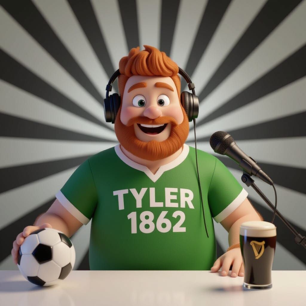 Ginger-Haired Man with Guinness, Pixar Style