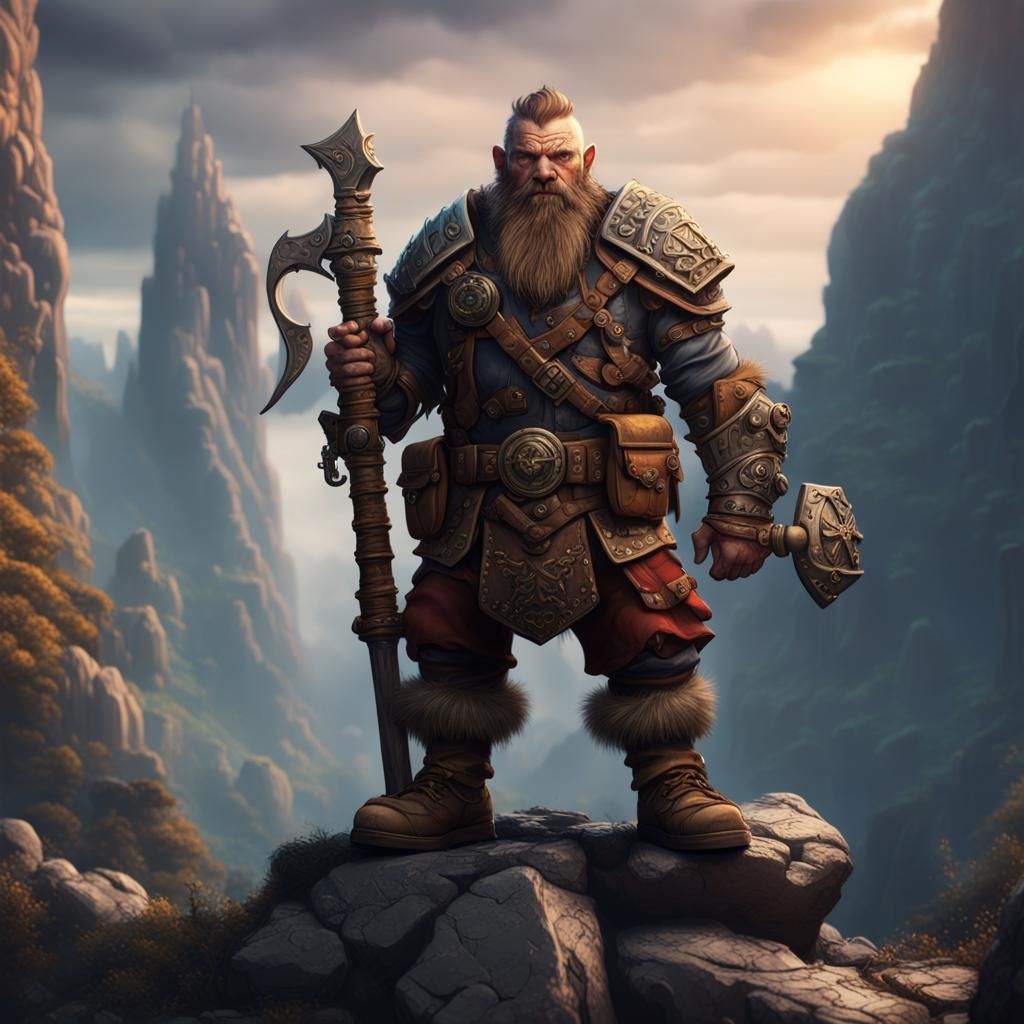 Detailed Dwarf Mercenary in Fantasy Concept Art