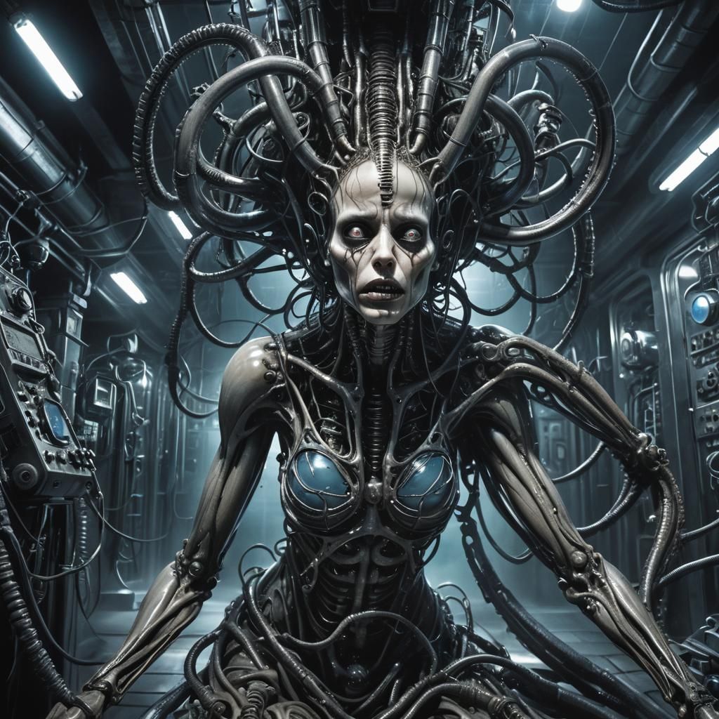 Tormented Human Subject in a Grim UFO Laboratory