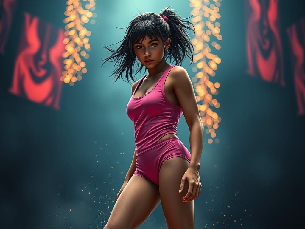 Woman in a Fantastical Pink Singlet, Unreal Engine 5 Style
