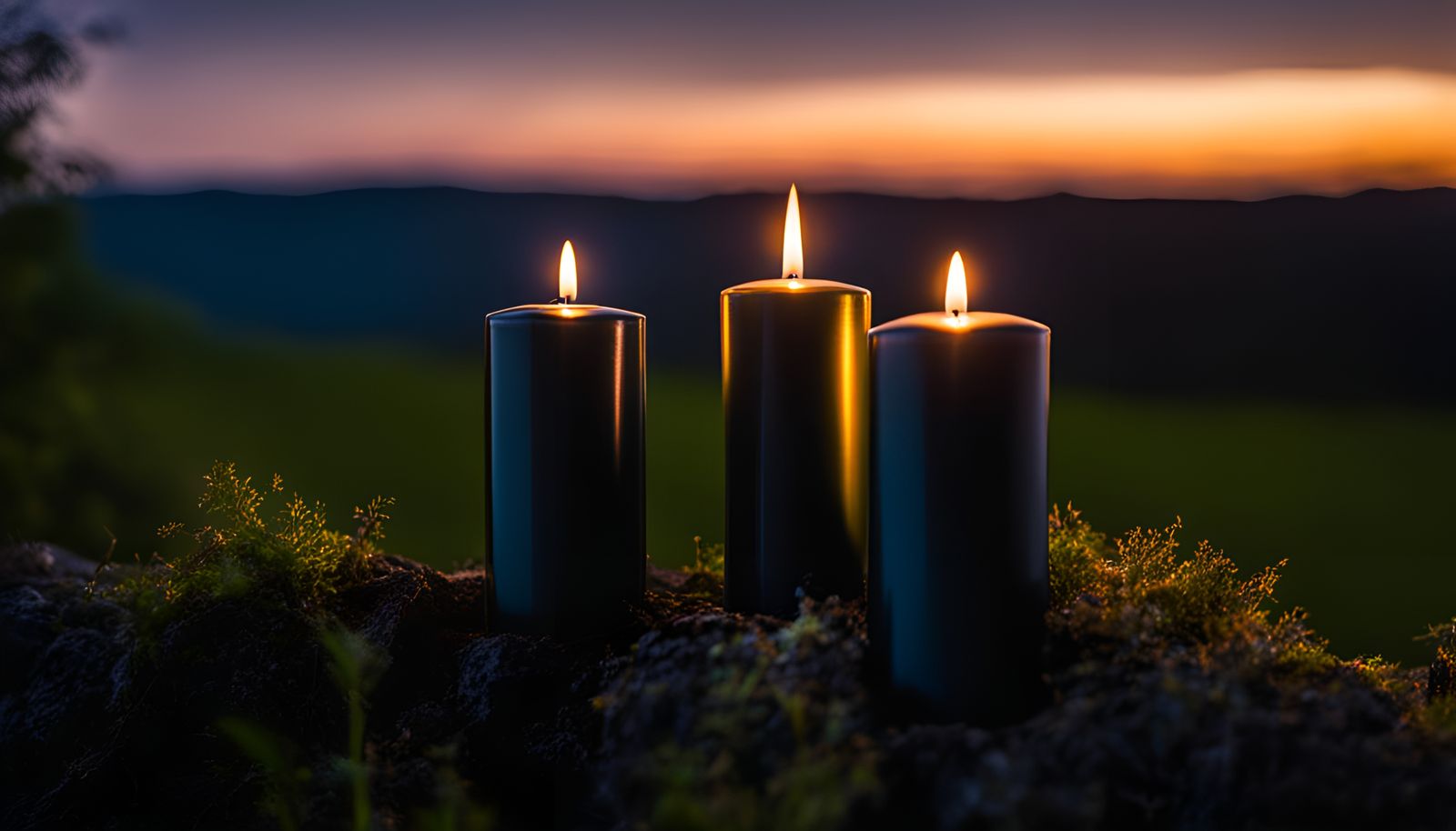 Nocturnal Candles in Nature, Photorealistic Rendering