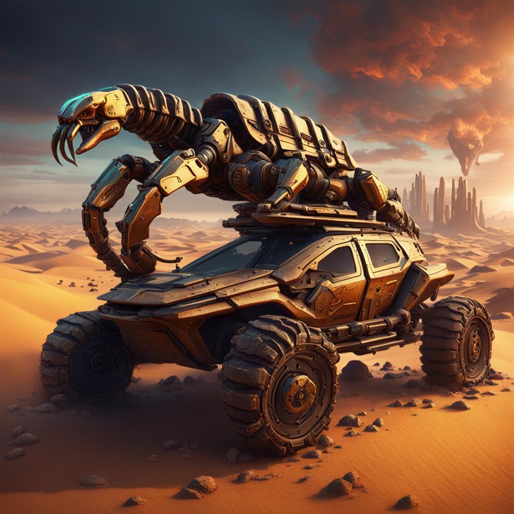 Cyberpunk Scorpion Desert Concept Art