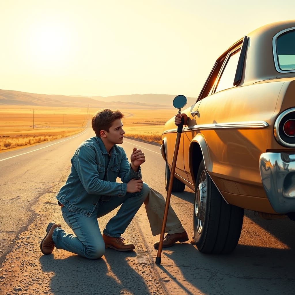 Young Man Offers Kindness to Elderly Stranger on Deserted Hi...