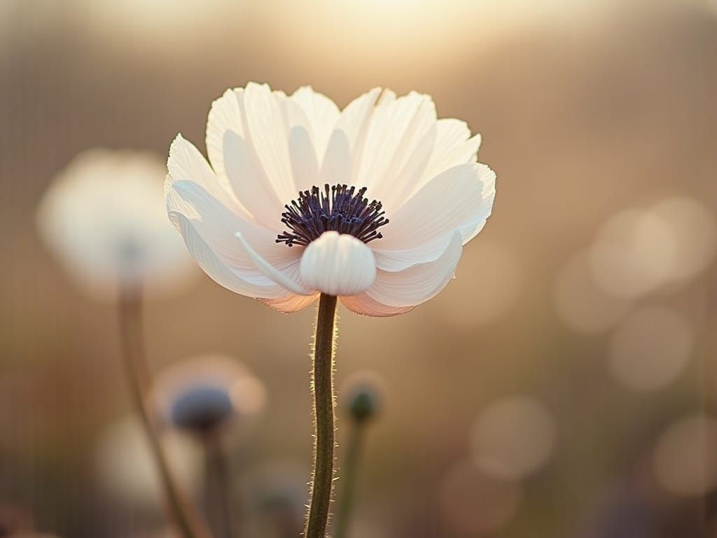 Delicate Translucent Autumn Anemone in Fairytale Style