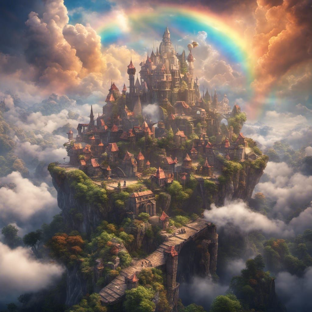 Fairy City in Clouds: Fantasy Concept Art