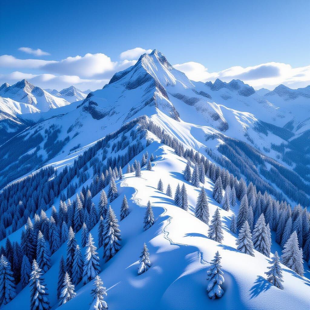 Snow-Capped Mountain Peak in National Geographic Style