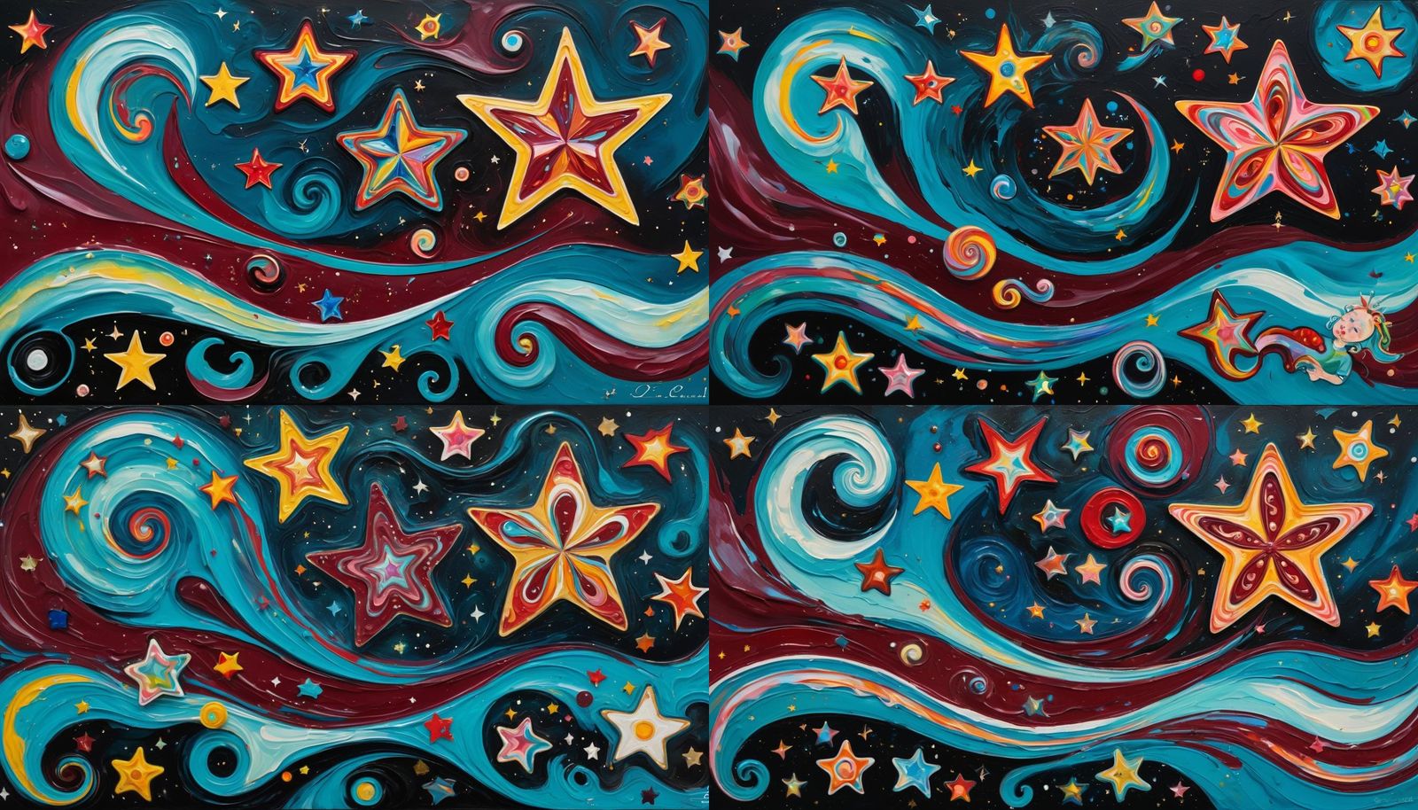 Electromagnetic Star Cluster Formation in Vivid Impasto Styl...