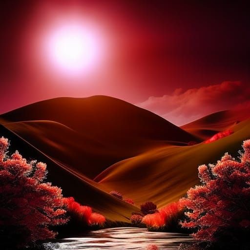 Cherry Blossoms in Fantastical Matte Painting Style